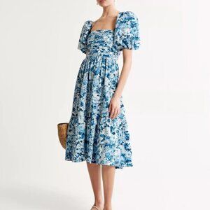 Abercrombie & Fitch Blue Puff Sleeve Sundress